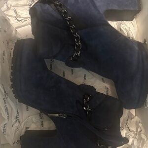 Karl Lagerfeld Women's Dark Blue suede Heeled Boots